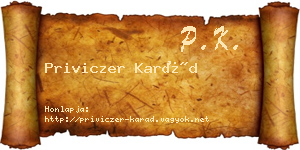 Priviczer Karád névjegykártya